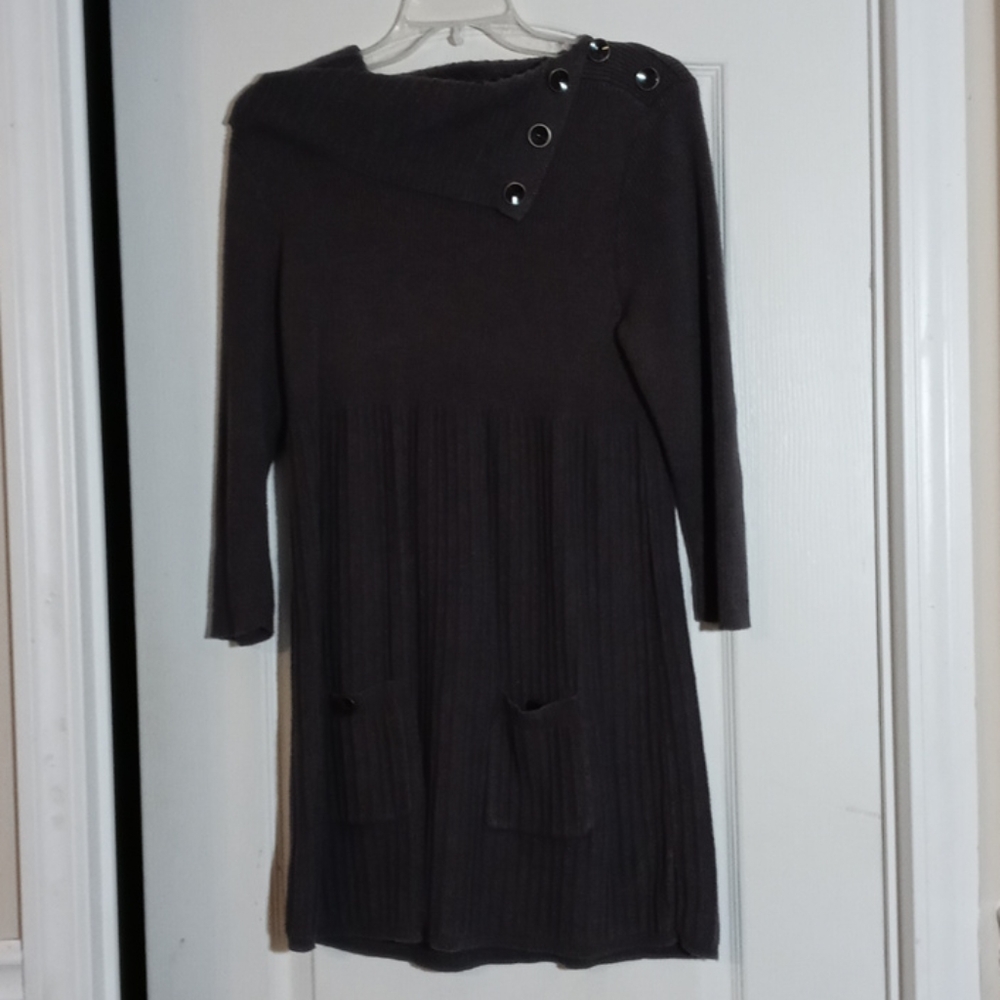Grey Quarter Sleeve Sweater Dress